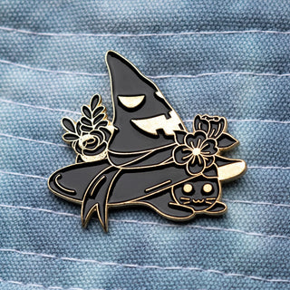 Cat and Witch Hat Pin