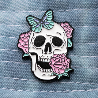 Skull with Roses Pin