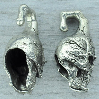 Skull White Brass Ear Weights Hangers