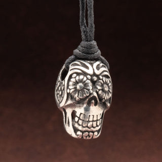 Day of the Dead Skull White Brass Necklace