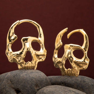 Gold Stainless Steel Hinged Skull Hangers