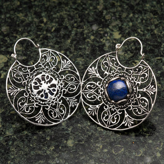 Silver Plated Brass Hangers with Lapis Lazuli