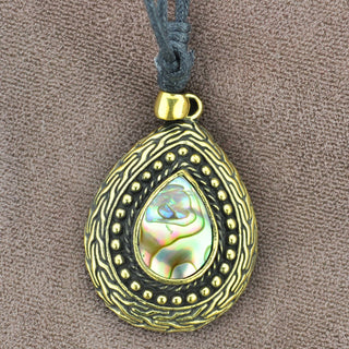 Teardrop Brass Necklace with Abalone