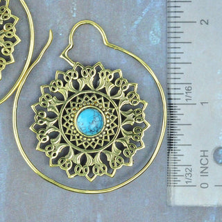 Turquoise and Brass Hoop Hangers
