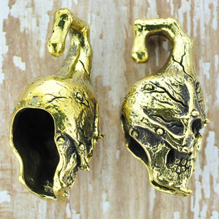 Skull Brass Ear Weights Hangers