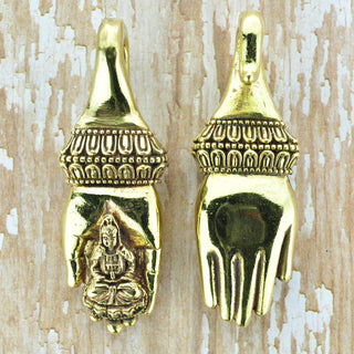 Buddha in Hand Brass Ear Weights Hangers