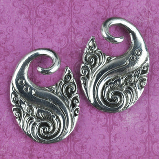 Swirl Design White Brass Ear Weights Hangers