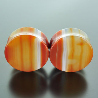 Red Banded Agate Double Flare Plugs #GRB-035-10-C (35mm)