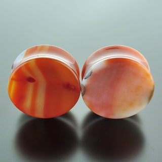 Red Banded Agate Double Flare Plugs #GRB-035-11-C (35mm)
