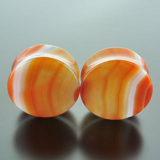 Red Banded Agate Double Flare Plugs #GRB-035-13-C (35mm)