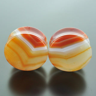 Red Banded Agate Double Flare Plugs #GRB-035-17-C (35mm)