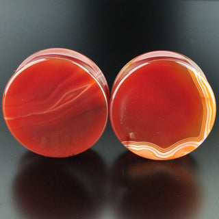 Red Banded Agate Double Flare Plugs #GRB-035-2-C