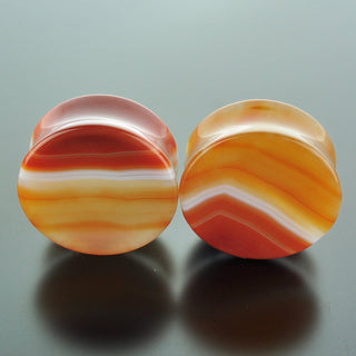 Red Banded Agate Double Flare Plugs #GRB-035-24-C (35mm)
