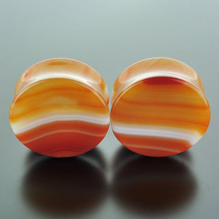 Red Banded Agate Double Flare Plugs #GRB-035-31-C (35mm)