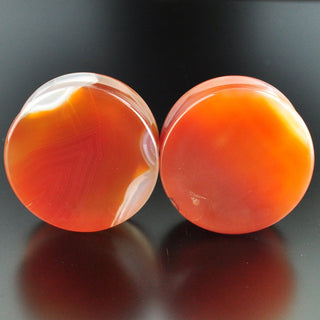 Red Banded Agate Double Flare Plugs #GRB-035-3-C