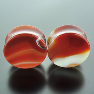 Red Banded Agate Double Flare Plugs #GRB-035-6-C (35mm)
