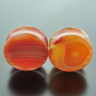 Red Banded Agate Double Flare Plugs #GRB-035-9-C (35mm)