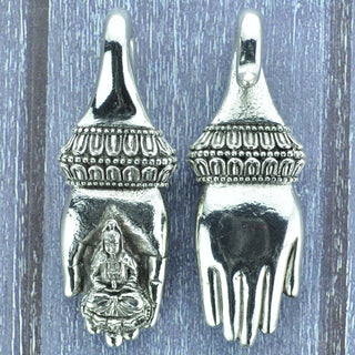 Buddha in Hand White Brass Ear Weights Hangers