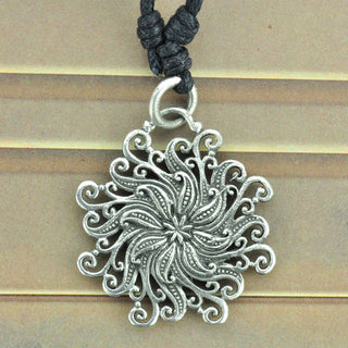 Swirl Mandala White Brass Necklace
