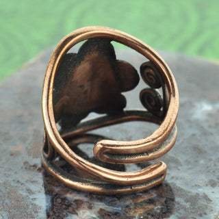 Flower with Scrolls Copper Ring